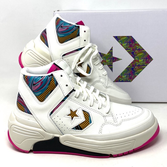 Converse Weapon CX Shoes Mid Top Pink White Leather Men Size Sneakers A00437C - Picture 1 of 10